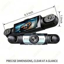4-Channel 360° Panoramic Dash Cam With 64GB SD Card, Built-In Front, Rear And Interior Cameras, Supports Night Vision, 24-Hour Parking Monitoring And Loop Recording, Suitable For Most Car Models, Built-In 150mAh Rechargeable Battery - Multicolor - View 3