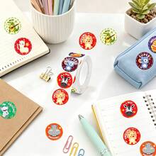 500PCS(1 Roll) Colorful Animal Good Stickers Suitable For Teachers, Adults, Parents, Classroom, School, Work, Learning, Training, Wow Stickers, Nice Word Stickers, Handmade Self-Adhesive Labels, Incentive Homework Nice Stickers, Back To School Stickers, School Opening Decoration Stickers, Back To School Gifts - Multicolor - View 6