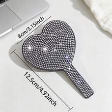 Handheld Heart-Shaped Makeup Mirror, Rhinestone Sparkling Portable Travel Makeup Mirror, Compact Hand Mirror For Women And Girls, Daily Touch-Up Beauty Tool Gift, Multiple Colors - Multicolor - View 4