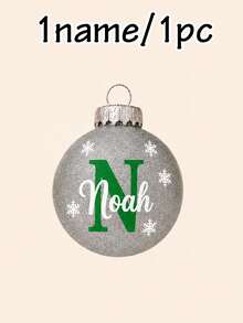 Custom Initial Christmas Ball Ornament, Personalized Holiday Tree Hanging Decor, Sparkly Red Green Bauble, Customized Name Family Keepsake Gift, Customizable Xmas Ornament For Home, Party & Gift Giving, Christmas Decorations, Merry Christmas, Family - Style D - View 30