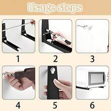 2 Pcs Microwave Wall Brackets Mounted, Universal Microwave Brackets, Shelf Wall Mounted Foldable Holders With Matching Screws And Expansion Tubes For Home Kitchen Accessories - View 9