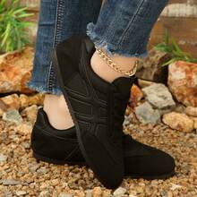 Women's Round Toe Colorblock German Training Shoes, Flat Lightweight Retro Style, Spring/Autumn Daily Commute Shopping Casual Sports Shoes - Black - View 5