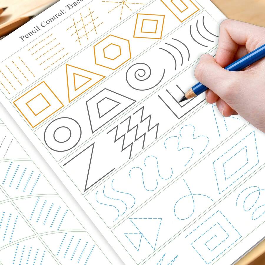 Kids Pencil Control Workbook, 32 Pages Basic Line Tracing Practice Book ...