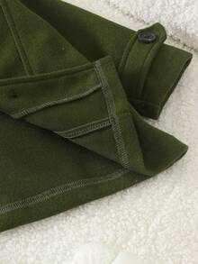 1pc Baby Girl Cute Lightweight 3D Bow Small Stand Collar Long Sleeve Wool Blend Jacket Spring Autumn Elegant Style - Dark Green - View 6