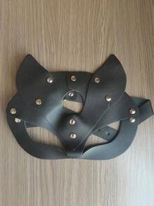 Unisex Leather Decor Mask Gothic Punk Style Holiday Party Accessory Cosplay Couple Fun Half Face Cat Mask Masquerade Ball Mask - Mask - View 3