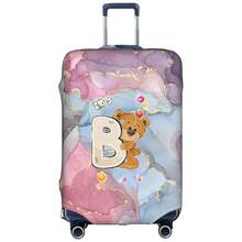 Marble Gradient Background Cute Teddy Bear Letter Luggage Suitcase Cover, Elastic Stretch Luggage Protector Sleeve, Scratch-Resistant Dust-Proof Reusable Travel Accessory - Multicolor - View 29