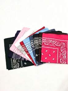 3PCS Mixed Color Polyester Paisley Flower Bandana, Outdoor Cycling Headscarf, Hip Hop Street Dance Handkerchief, Festival Costume, Beach Cover-Up - Dark Color Combination - View 2