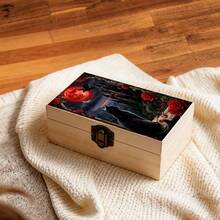 1pc Wooden Storage Box With Gothic Style Moon, Castle, Cat And Rose Illustration, Used As Gift Storage Box, Small Accessory Organizer, Jewelry Collection Memorial Box, Keepsake Storage Box, Home Decor, Creating Gothic Mysterious Home Aesthetic - Multicolor - View 6