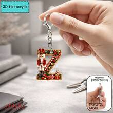 2D Flat Acrylic Christmas Nutcracker Initial Letter Keychain, A-Z 26 Letters, Festive Bag Charm & Key Ring, Cute Holiday Gift For Friends, Women & Men - Multicolor - View 27