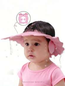 1pc Shower Hat Bunny Shaped Pink Adjustable Elastic Baby Shower Cap, Waterproof Shampoo Bath Protection Cover(Soft EVA Foam, Non-Plastic) - Multicolor - View 4