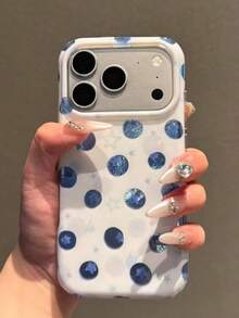 Fashionable Colorful Star Foil Pattern Phone Case, Compatible With IPhone 17/18 Pro Max, 17 Pro, 16 Pro Max, 16 Pro, 16, 15 Pro Max, 15 Pro, 15, 14 Pro Max, 14 Pro, 14, 13, 12 Pro Max, 13, 12 Pro, 11, Cute Solid Color Shockproof Protective Cover - Multicolor - View 3
