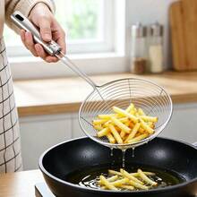 1/3pcs Stainless Steel Frying Strainer Spoon, French Fries Kitchen Utensil Filter, Suitable For Frying, Hot Pot, Cooking, Scooping, Baking, Restaurant And Home Kitchen Use - Silver - View 8