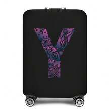 Vibrant Artistic Letter Print Elastic Luggage Cover, Dustproof & Scratch-Resistant Suitcase Protective Sleeve, Fits 18-32 Inch Travel Rolling Luggage - Black - View 103