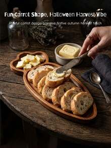 Serving Tray, Plate, Kitchen Utensils, Wooden Tray, Tray, Can Be Used As Dessert Plate, Bread Plate, Cheese Plate, Fruit Plate, Snack Plate, Service Plate, Also Suitable For Restaurant Plating, Home Decor, Suitable For Snacks, Desserts, Afternoon Tea, Fruit And Daily Kitchen Home Use, Divided Design, Classified Storage For Fruit And Snacks, Portable Handle, Home Living Room Coffee Table TV Watching Office Desk Plating, Scratch-Resistant, Wear-Resistant, Home Supplies - View 1