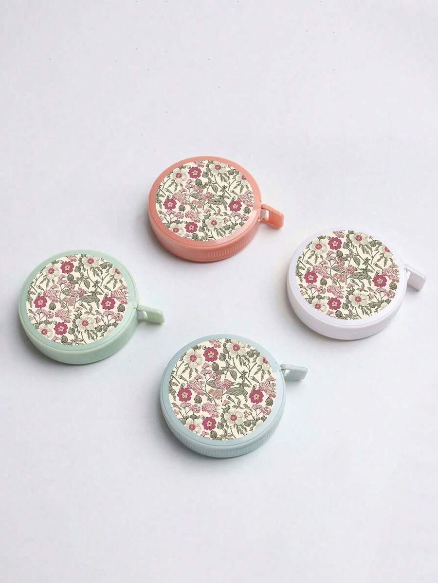 Vintage Floral Print Retractable Tape Measure, Mini Portable Soft Leather Tape Measure, 150cm/60in Measuring Length, Suitable For Home, Tailoring, Sewing, Office, Family And Study - Multicolor - View 1