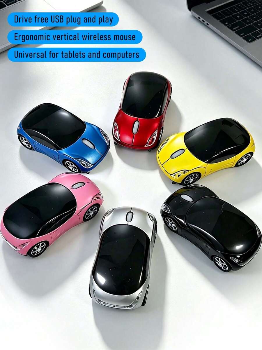 Mouse Nirkabel 2.4G Berbentuk Mobil Sport, Koneksi Jarak Jauh 10m, Mouse Komputer Portabel Keren Berbentuk Kendaraan Sport untuk Laptop PC Desktop, Kantor, Gaming, dan Penggunaan Sehari-hari - View 1