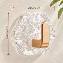 2/1 Packs Heavy-Duty Plastic Self-Adhesive Hexagonal Ripple Hooks, Sticky Hooks For Bathroom, Kitchen, Easy-Install Home Organizer For Keys, Towels, Coats - Multicolor - View 7