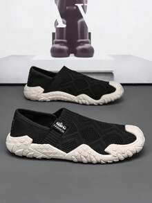 Men's Slip-On Breathable Knit Athletic Shoes, Sock Shoes, Elastic Sock Upper Non-Slip Outdoor Casual Walking Shoes, Suitable For Driving, Hiking, Universal Lightweight Non-Slip Water Shoes, Fitness Soft Sole Shoes, Pilates Yoga Fitness Shoes, Breathable Mesh Upper, Non-Slip Wear-Resistant Sole, Casual Hiking And Daily Walking, Great Gift, Suitable For Water Activities, Outdoor Hiking, Swimming, Fishing, Boating, Indoor Fitness - Black - View 2