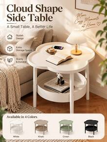 Matte Coffee Table 3 Colors Available 1pc Modern Minimalist 2-Tier Storage Coffee Table - Space-Saving Living Room, Office And Bedroom Multi-Functional Desk - Compact Design, White, Beige, Green, Black, Office Decor And Accessories, Independent Furniture, Easy To Clean Surface - Multicolor - View 2