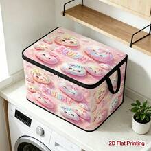 1PC Factory Direct Squishy Cute Bun Pattern Under-Bed Storage With Zipper Flap Foldable Storage Box - Suitable For Book Organization, Under-Bed Storage, Car Trunk Storage, Cosmetics, Hair Styling Tools, Toy Storage, Student Back To School Storage, Office, Home Organization, Clothing, Blankets, Daily Essentials Large Capacity Storage - A - View 6