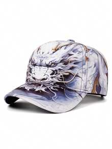 1pc Fashion Baseball Cap, Dragon & Tiger Print Hip Hop Street Skateboard Hat, Outdoor Adjustable Sun Hat, Casual Decorative Hat, Unisex - Dragon Tiger Eagle - View 5