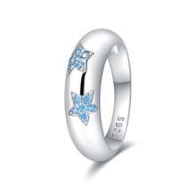 Vectoflux S925 Sterling Silver Minimalist Star Ring Classic Engagement Wedding Jewelry - Baby Blue - View 11