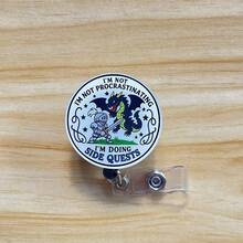 Retractable D Card Holder Reel With Cute Cartoon Design, Nurse Hospital Badge Holder Office Lanyard 1pc - X1071 - View 5