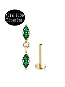 1pc ASTM-F136 Titanium Flat Back Stud Earrings Lip Stud Internally Threaded Clear CZ Labret Monroe Cartilage Rook Conch Tragus Piercing Jewelry - Star - View 9