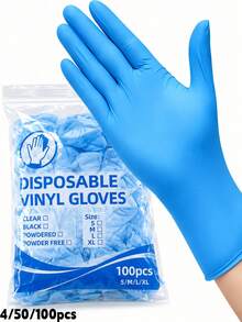 100pcs Disposable Nitrile Gloves, Pink, White, Black, Blue Optional, Latex-Free, Household Cleaning Gloves, Waterproof Gloves, Suitable For Home Kitchen, BBQ Cleaning, Hair Dyeing, Hair Styling, Manufacturing And Other Household Tools, Kitchen, Bathroom, Home, Home Supplies, Durable, Flexible, Comfortable. 4/50/100pcs - Purple - View 13