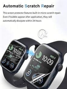 6pcs Transparent Hydrogel Screen Protector Film Anti-Scratch Soft Protective Film Compatible With 38/40/41/42/44/45/49/46mm Ultra/SE/8/7/6/5/4/3/2/1/11/10/12 Daily Essential Watch Accessory - Clear - View 2