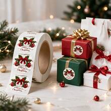 500/1000roll Christmas Sticker Labels, 2.5cm/1-Inch Stickers, Envelope Sealing Stickers, Gift Box Decorations, Self-Adhesive Stickers For Gift Bags, Christmas Decorations For School Supplies - View 4