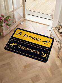 1pc Airport Theme Doormat With Airplane Design - Soft Floor Mat For Home Entryway, Living Room, Bedroom - Black And Golden Travel Decor, Hand Washable, Multiple Sizes Ava - Black - View 4