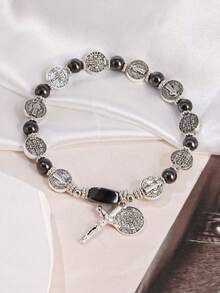1pc Vintage Handmade St. Benedict Cross Theme Bracelet, Suitable For Anniversary Celebration Commemorative Gift - Bracelet - View 4