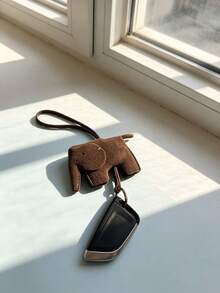 1pc Elephant Pendant, Key Bag, Animal Charm, Backpack Decoration, Shoulder Bag Charm, Car Hanging Ornament, Luggage Accessory, Birthday Gift, Keychain - Coffee - View 4