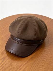One-Piece Maillard Solid Color Beret For Women, New Autumn/Winter Retro Versatile Hat, Makes Face Look Smaller - Black - View 5
