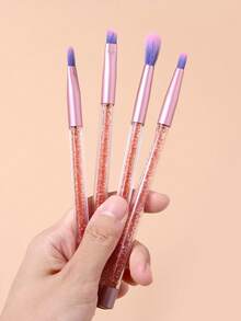 4pcs Makeup Brush Set, Angled Eyeliner Brush, Eyebrow Brush, Concealer Brush, Lip Brush, Highlighter Brush, Professional Eye Makeup Tools - Coral Pink - View 6