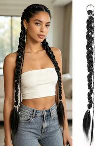 2 Packs 24 Inch Y2K Style Synthetic Long Braided Hair Extensions With Silver Star Decor, Soft Colorful Holiday Cosplay Party Hair Extensions For Women And Girls - Multicolor - View 8