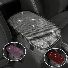 1pc Shiny Car Armrest Box Pad, Shiny Car Center Console Decor, Multi-Functional Car Storage Box, Creative Unisex Beautiful Car Accessories, Central Armrest Box Protective Pad - A - View 2