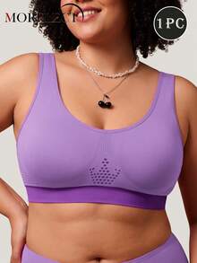 Morelect 1pc Seamless Padded Comfort Bra For Women, Everyday T-Shirt Bra With Support, Soft Daily Wear Invisible Wireless Bra | Birthday Gift - Purple - View 2