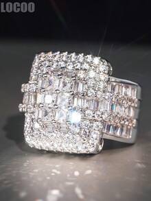1pc Romantic Cubic Zirconia Ring For Women, Wedding Engagement Party Jewelry, Valentine's Day Gift - 1# - View 3