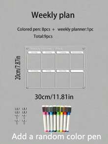 1pc Transparent Acrylic Magnetic Message Board, Weekly Planner/To-Do List Erasable Magnetic Fridge Magnet, Suitable For Home And Office Users (Includes 1 Whiteboard Marker) - Clipboard - View 14