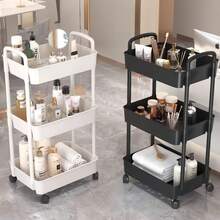 1pc Plastic Rolling Storage Cart With 360° Swivel Wheels, Easy Assembly, Waterproof And Durable, Suitable For Bathroom, Bedroom Storage, Tea Set Storage, Modern Storage Cart, Durable Plastic Storage Rack, Bathroom Storage Organizer - Multicolor - View 12