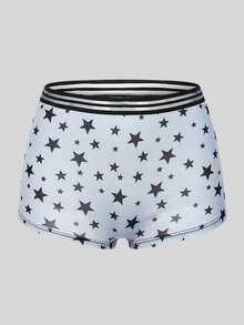 Morvia 6 Pack Women's Boxer Briefs, Goth Skull Rose & Y2K Star Graffiti Print Soft Elastic Waist Underwear - Multicolor - View 4