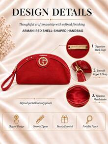 Giorgio Armani Armani Red Shell Bag, 24*11.5cm, Single Piece, Exquisite Texture, Large Capacity, Suitable For Daily Use And Travel Storage Of Cosmetics - Red - View 6