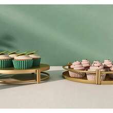 1 Set Dudukan Kue Dessert Warna Emas, Piring Display Cupcake dan Permen dari Logam, Cocok untuk Pernikahan, Pesta Ulang Tahun, Acara Kumpul - MultiWarna - View 3