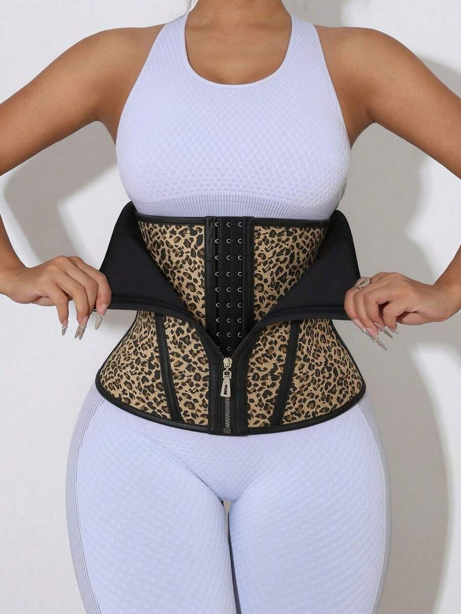 1pc Plus Size Women's Casual Sports Black Fabric Zipper Waistband, Slightly Elastic Contrast Mesh Design - Multicolor - View 1