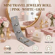 Foldable Multi-Functional Travel Jewelry Storage Bag, 1-Piece Set. Portable Multi-Layer Storage With Snap Fastening For Secure Closure. Suitable For Storing Necklaces, Earrings, Rings And Jewelry. Perfect For Travel And A Great Gift For Christmas. - Multicolor - View 5
