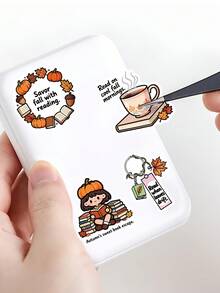 53 Pcs Fall Reading Book Stickers Pack, Autumn Pumpkin Maple Leaf Motivational Quote Vinyl Waterproof Decals, Aesthetic Scrapbooking Stickers For Journal Water Bottle Phone Case Laptop Kindle, Book Lover Decor Sticker Pack For Teens Girls Students - Autumn Reading - View 4