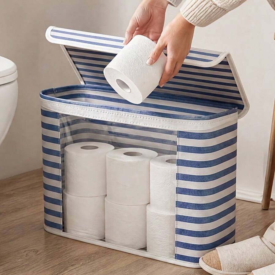 1 buah Kotak Penyimpanan Kertas Toilet Kapasitas Besar 24L, Tempat Kertas Multifungsi, Aksesori Kamar Mandi, Keranjang Penyimpanan Tisu Lipat, Penataan Terorganisir, Cocok Untuk Rumah, Kamar Mandi, Penyimpanan dan Pengorganisasian, Kotak Penyimpanan Ideal