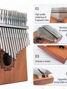 Kalimba/Mbira Portabel 17 Kunci, Piano Jempol Kayu Solid (21/17 Kunci), Cocok Untuk Pemula, Hadiah Alat Musik Untuk Teman Dan Keluarga - MultiWarna - View 7